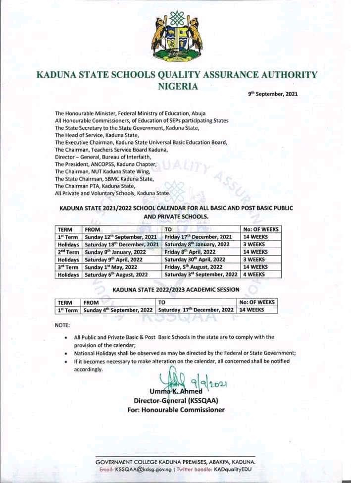 Read more about the article BREAKING: Kaduna announces fresh resumption dates for schools