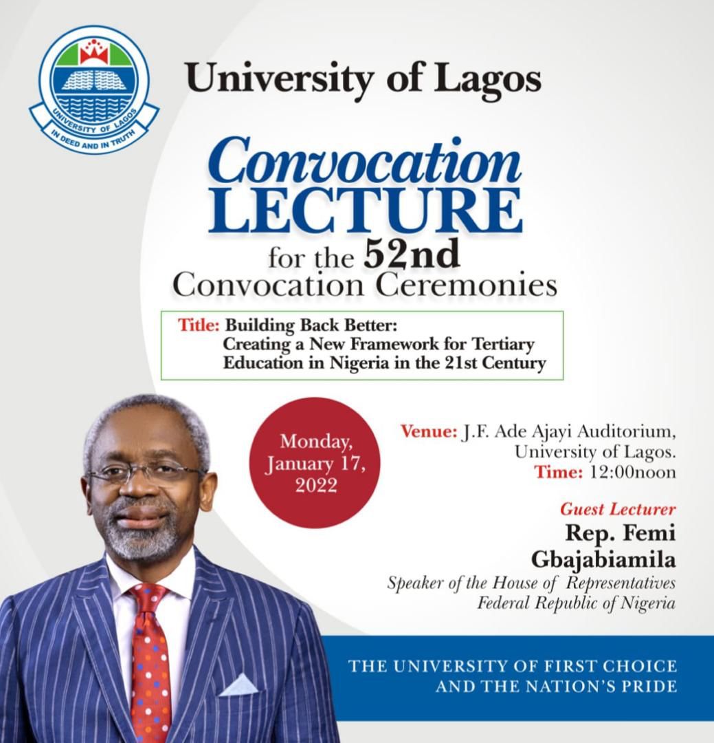 Read more about the article Gbajabiamila to Deliver UNILAG’s Convocation Lecture as 238 Bag First Class