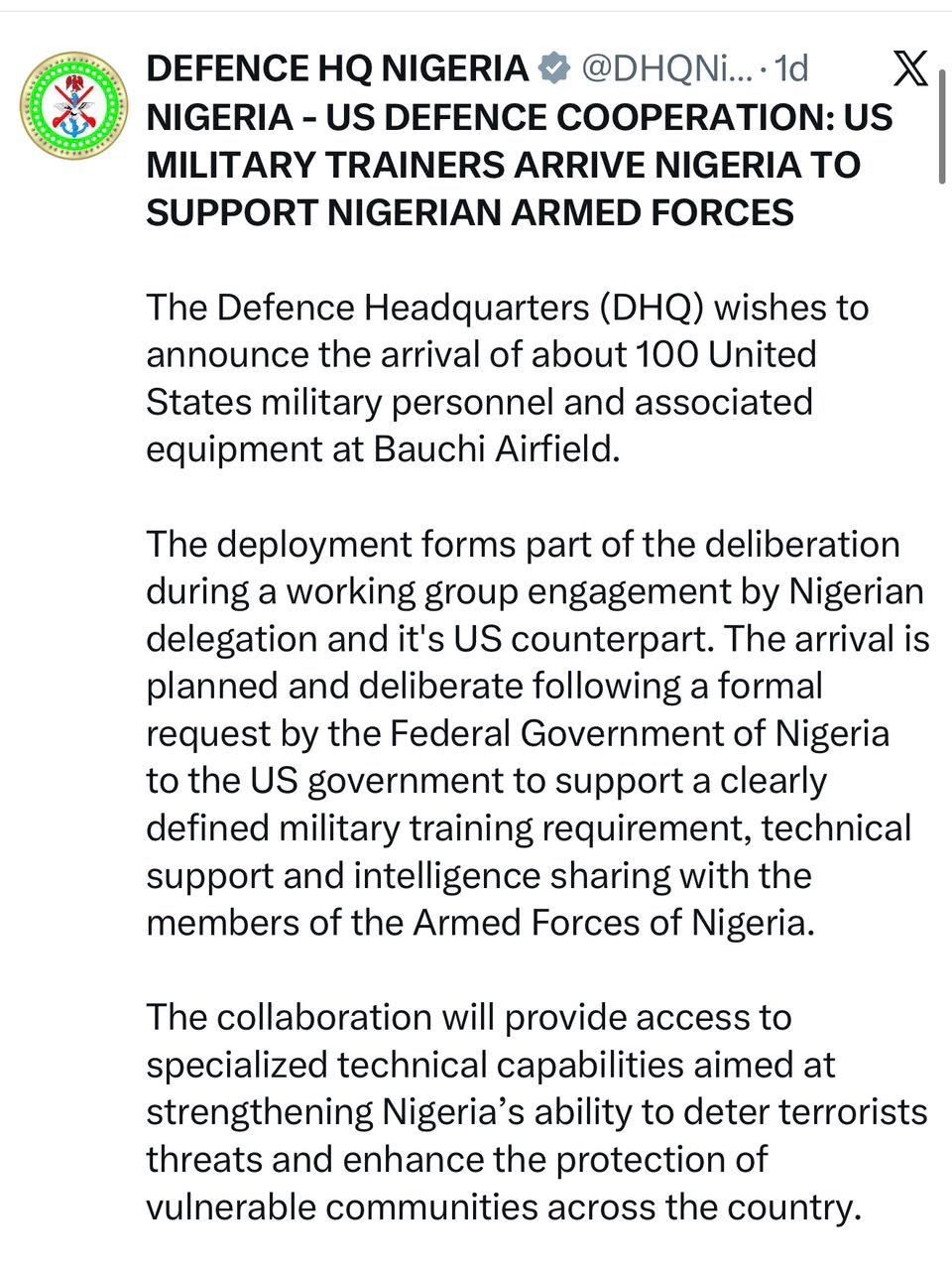 You are currently viewing Strengthening a Strategic Partnership: U.S. Support for Nigeria’s Counterterrorism Efforts